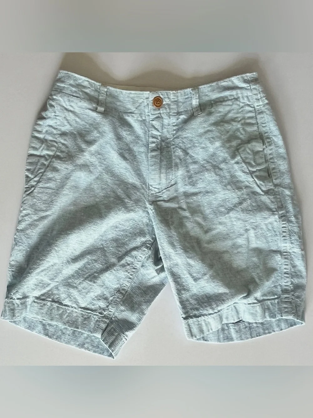 J Crew linen cotton beach shorts mens 28 blue stripe seersucker 9